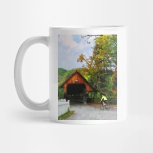 Woodstock VT - Bicyclist at Middle Bridge Mug